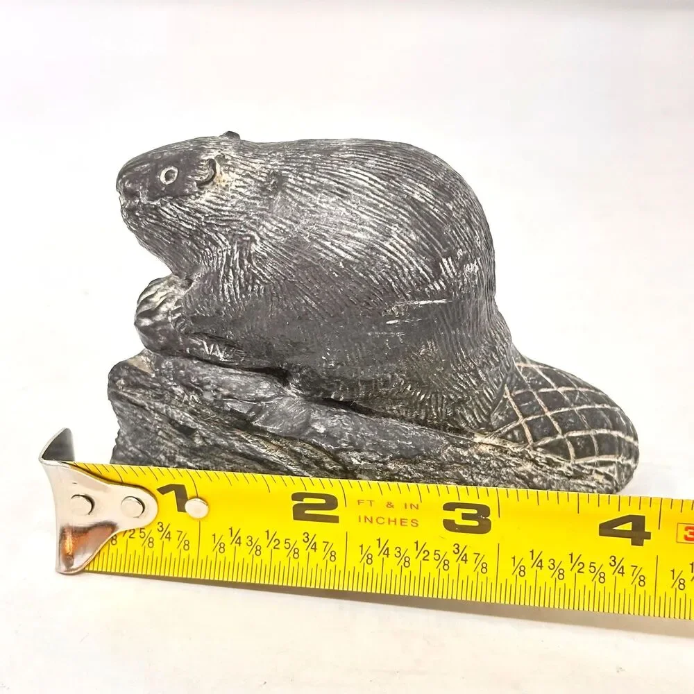 Vintage Wolf Original Beaver Figurine Canada Soapstone Style Art Sculpture